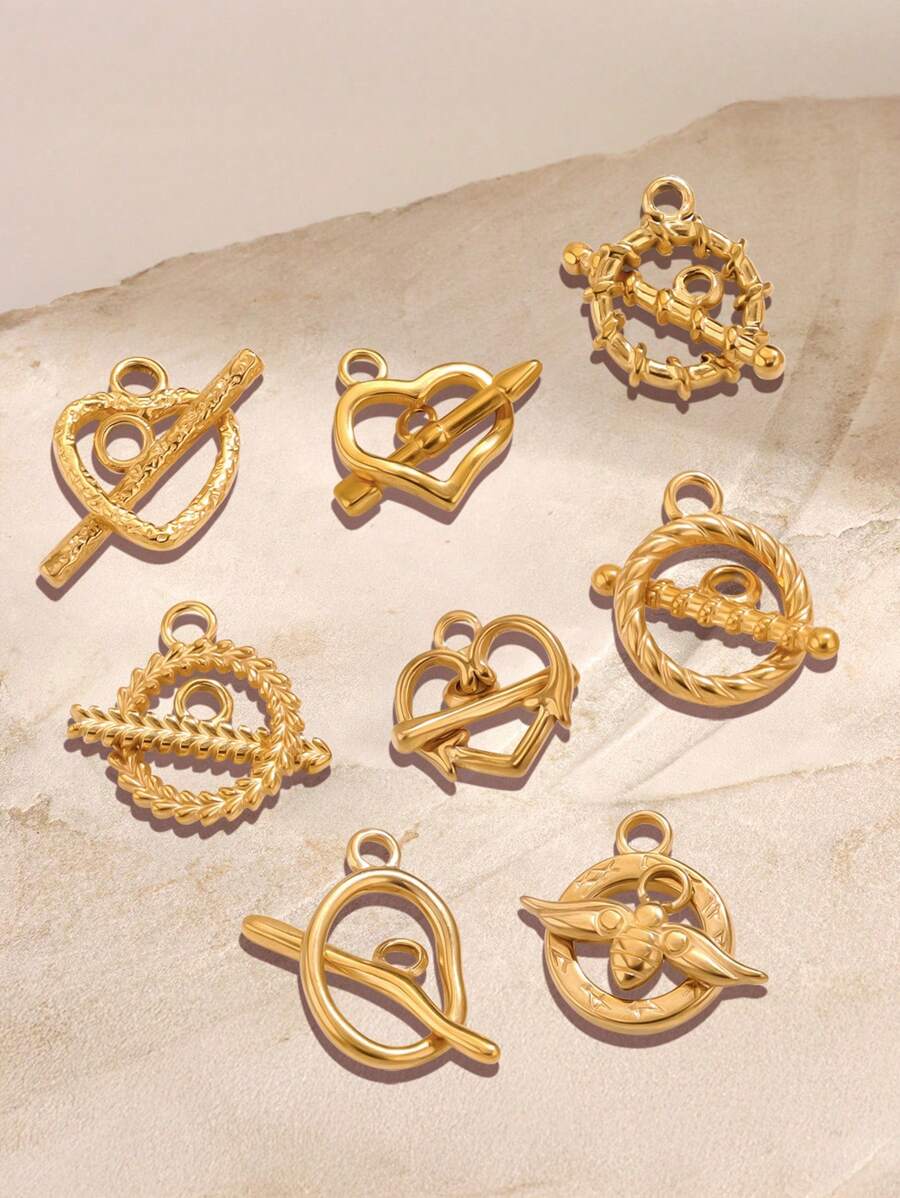 3 Stücke/Set Edelstahl Toggle OT Verschlüsse, Haken Schnallen Verbinder, Silber und Gold für Armband, Halsketten Herstellung, Herz, rund und andere Formen, 18 Karat Gold Schmuck, Accessoires, Halsketten Verlängerung, Schmuckherstellung, Armband Werkzeug, Kleinigkeiten, Anhänger für Schmuckherstellung, Bastelzubehör, Halsketten Verlängerung, Armband Verlängerung, Anhänger für Schmuckherstellung, Schmuck Zubehör & Komponenten, Schmuckherstellung Verschlüsse & Haken