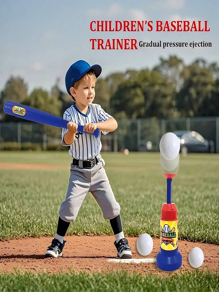 1 Set de juego de béisbol infantil, que incluye 1 bate de béisbol retráctil y 1 máquina lanzadora, equipado con 3 pelotas. Un juguete interactivo familiar para jugar dentro y fuera, herramienta de entrenamiento de béisbol, juguetes deportivos para interiores y exteriores, adecuado para juegos familiares en interiores, exteriores y durante viajes. Un regalo divertido de juguete de béisbol para niños para usar al aire libre.