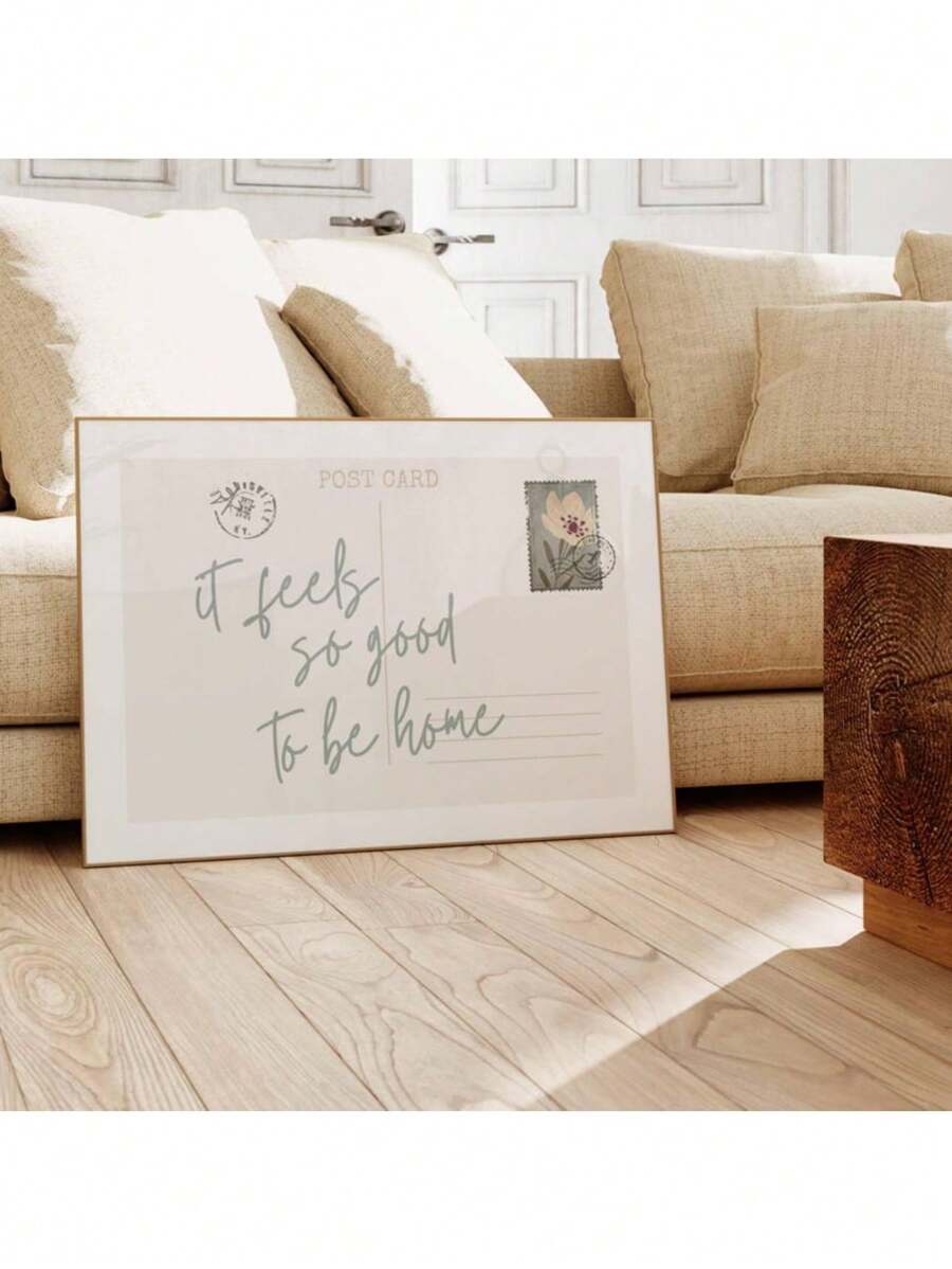 Feels So Good To Be Home, Vintage Postcard Poster, Horizontal Print, Retro Apartment Aesthetic, Cute Girly Wall Art Optional Frame ,Wall Art With Frame