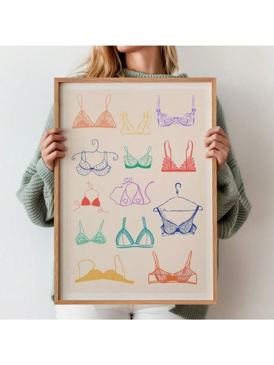 Décoration de chambre de soutien-gorge, impression de lingerie pour appartement, œuvre murale de sous-vêtements style preppy, affiche girly, art mignon de soutien-gorge, bikini de cowgirl côtière avec cadre facultatif, œuvre murale avec cadre