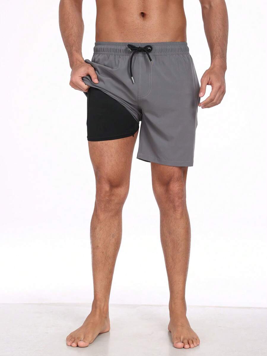Nuovi pantaloncini casual da uomo per l'estate con tasche con cerniera, pantaloncini da spiaggia con fodera in doppio strato di seta latte, taglie oversize