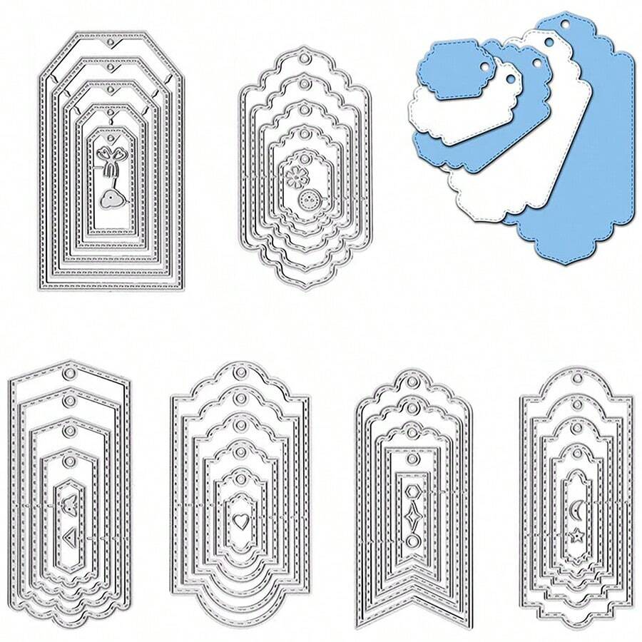 Carbon Steel Metal Cutting Dies, Tag Cutting Template DIY Paper Card Craft Tool For Cutting Thin Materials, Greeting Card Craft Decoration, Embossing, Home Decor Projects
