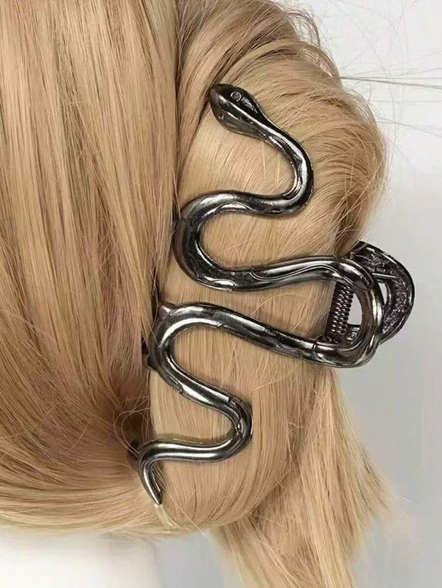 1 Peça Clipe de Cabelo de Garra de Metal de Moda Vintage Cabeça de Cobra, Clipe de Cabelo de Garra Escuro Legal de Estilo Gótico, Adequado para Penteados Diários e Fantasias de Festa Temática, Acessórios de Cabelo, Presilha de Cabelo