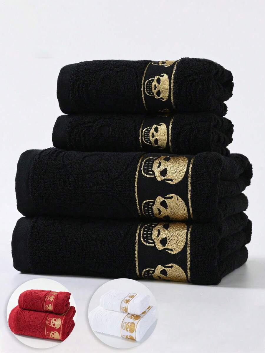 Toalla suave y absorbente de secado rápido con diseño de calavera en estilo gótico, toalla de baño para parejas, toalla de piscina, regalo de hotel, toalla para el cabello y el rostro para uso doméstico premium de adultos, 1 pieza o 70*140cm toalla de baño para salón de belleza, hogar y baño, de vuelta a la escuela
