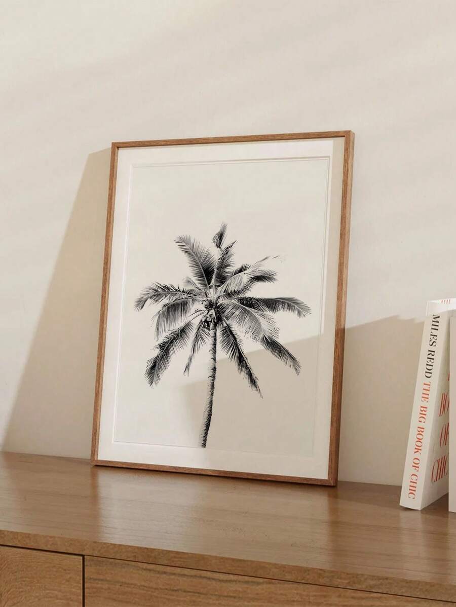 1pc Room Decor Minimalist Palm Tree Canvas Print, Frameless Wall Art, Modern Decorative Painting For Home, Office, Cafe, Living Room, Bedroom, Ideal Festival Gift