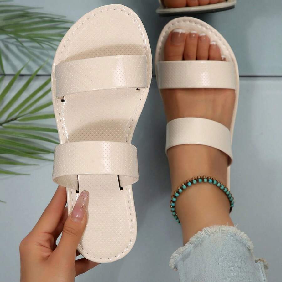 1 Pair Women's Double Strap Flat Sandals, Comfortable Casual Shoes Suitable For Summer Outdoor And Beach Travel, Bohemian Style