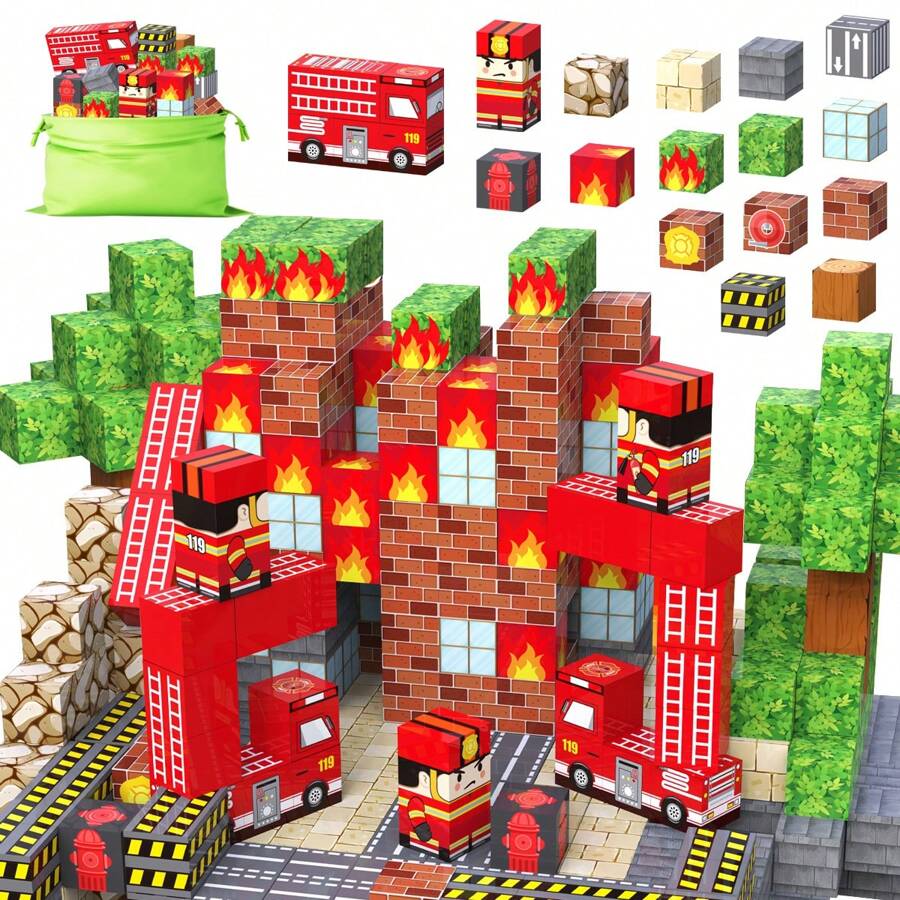 Bloques magnéticos de gran tamaño - Set de bloques de construcción magnéticos - Juguetes magnéticos para regalos de Navidad y Halloween - Juguetes educativos STEM para niños y niñas, regalo de cumpleaños perfecto