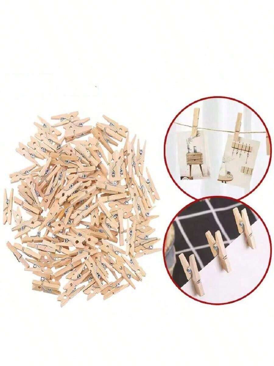 15/60/120/180/300pcs Mini Natural Wooden Clips Office Paper Sticky Note Decorative Photo Wooden Clips DIY Handmade Accessories Wedding Party Wooden Creative Wooden Clip Back To School