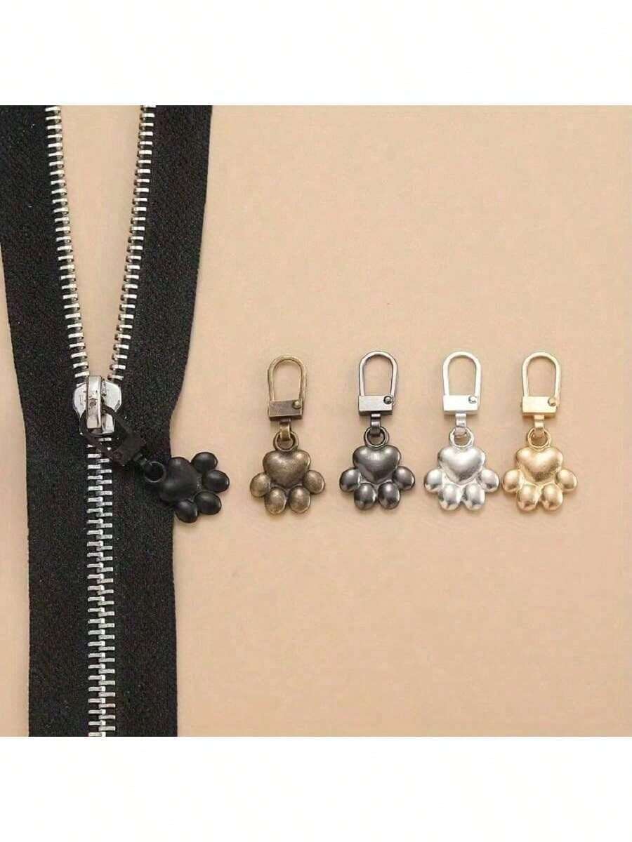 1/3/5/10/15PCS Removable Zipper Puller Replacement Metal Zipper Puller Slide Repair Kit, Flower Shaped Metal Zipper Set - Sewing Zipper Repair Kit, Metal Replacement Removable Zipper Head, Universal Design And Size Instant Zipper Repair Kit.