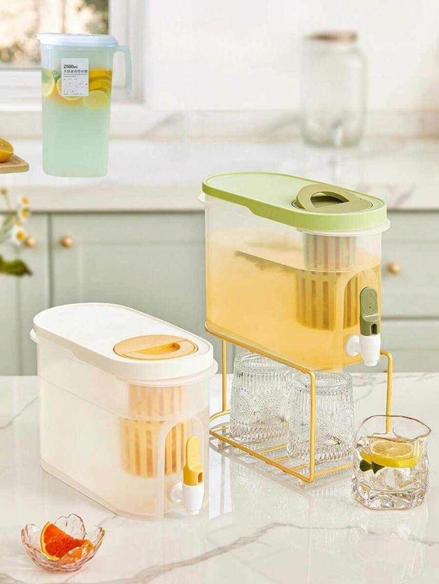 Beverage Dispenser With Fruit Infuser - Design Suitable For Refrigerator / 100% Leakproof / Material, Beverage Dispenser With Tap, Suitable For Party, Wedding And Home, Outdoor Picnic Water Tank, Barbecue Tableware. Suitable For Frozen Juice, Tea And Beverage, Party Beverage Container | Beverage Machine For Refrigerator