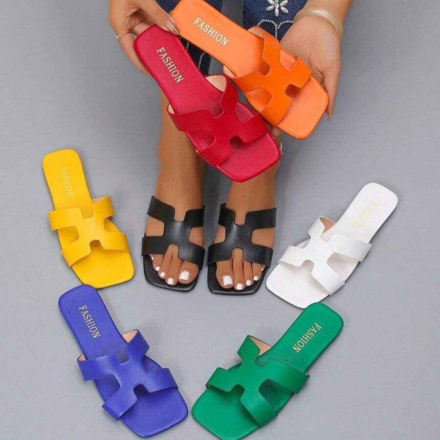 Women's 2025 Summer Fashion Simple Criss-Cross Metallic Toe Ring Flat Sandals, Soft Sole Comfortable Non-Slip Suitable For Beach & Holiday Wear