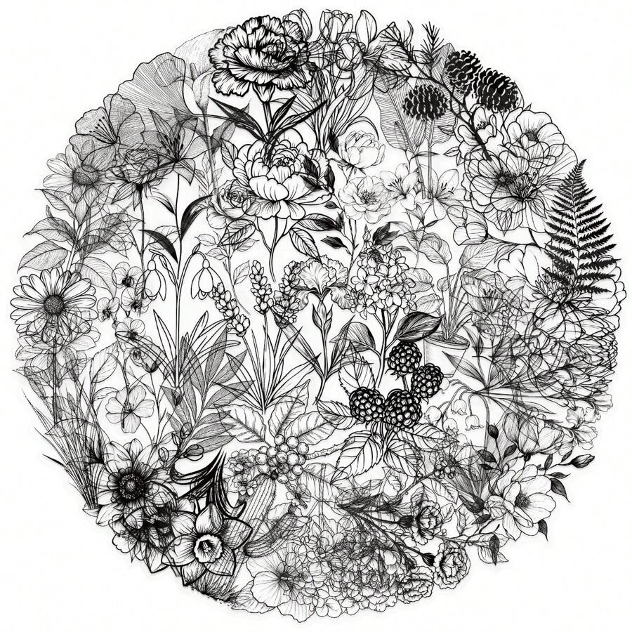 50PCS Black And White Plants Stickers Vinyl Aesthetics Stickers Scrapbooking, Diary, Bumper, Skateboard, Water Bottle, Cartoon, Hard Hat, Car Stickers And Decals