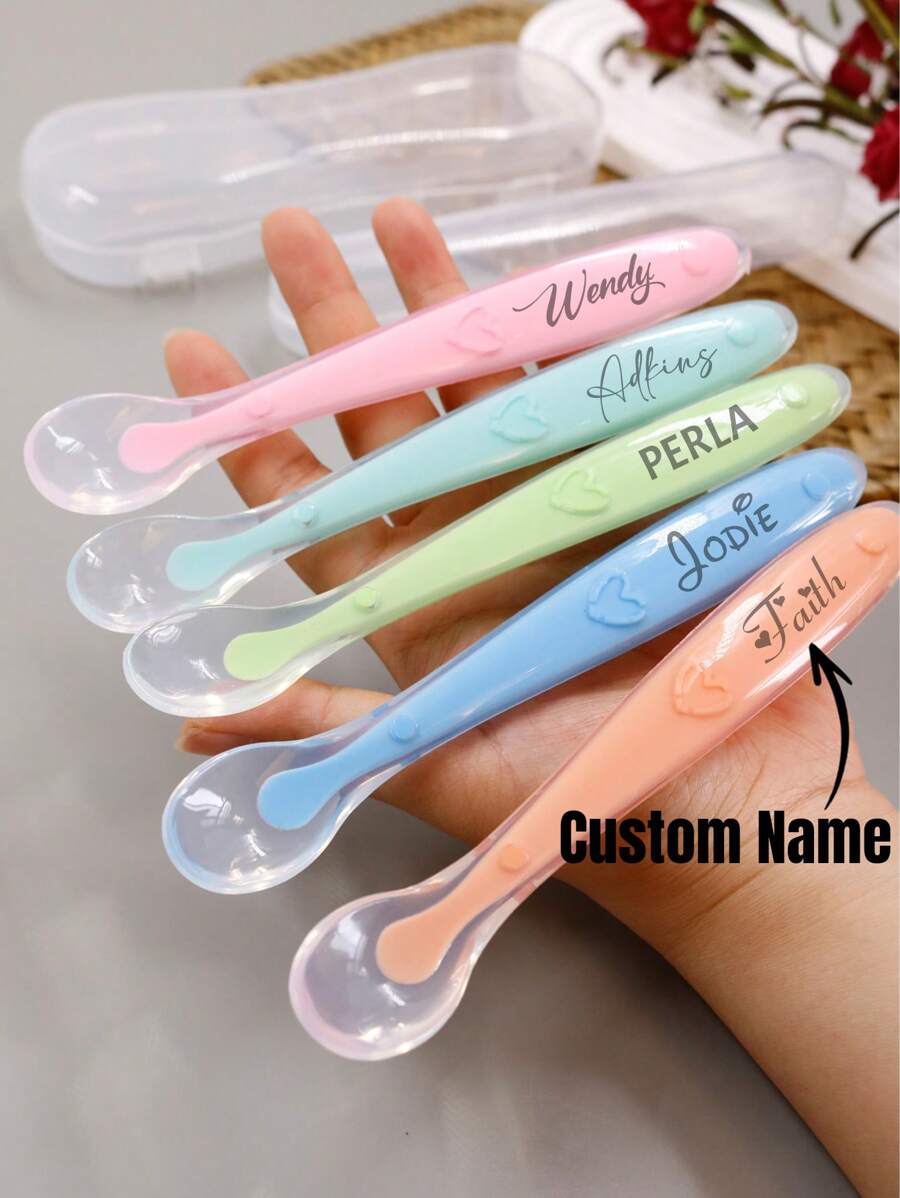 LICVIC Custom Name Baby Silicone Soft Spoons,Personalized Baby Led Weaning Spoon, Customized Silicone Baby Feeding Spoons,Customizable Name Silicone Spoons Baby,Gum-Friendly First Stage ,Suitable For Birthday,Anniversaries,Father'S Day,Mother'S Day,Ideas Gifts For Him/Her,Friends,Kids,Students,Mother,Couples,Besties,Boy,Girl,Family"