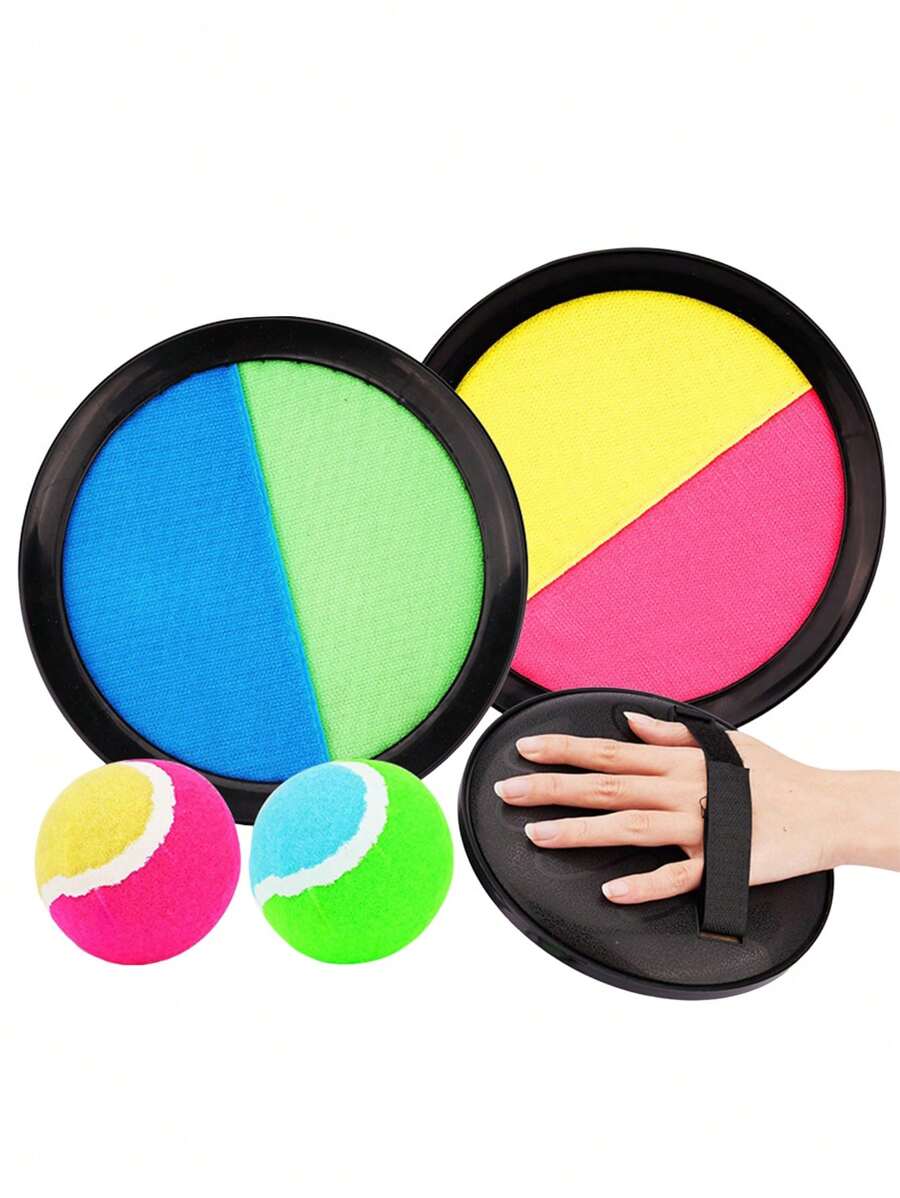 1 set Jeu de lancer et d'attrapé de balles avec crochets et boucles amusant pour enfants, jouets de jeu interactif de lancer et d'attraper (couleur aléatoire)