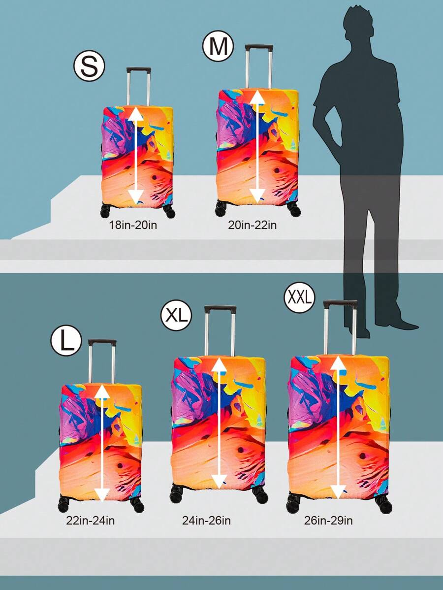 GUSTELL 1 Piece 18-29 Inch Tie-Dye Mixed Color Pattern Polyester Luggage Cover, Stretchable, Foldable, Washable, Scratch-Resistant Suitcase Protector, Portable For Travel, Vacation, Business Trip, Unisex Travel Accessories Summer Travel Essentials Vacation Holiday Back To School