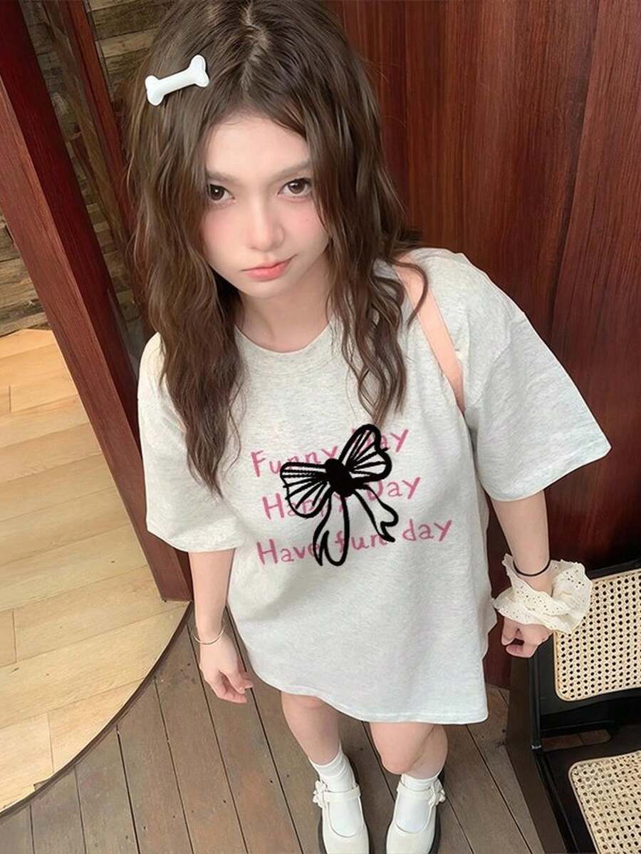 200g Pure Cotton T-Shirt 2025 Summer Ladies New Short Sleeve Pure Cotton Holiday Pattern Short Sleeve Round Neck Couple Wear Small Shirt Tops