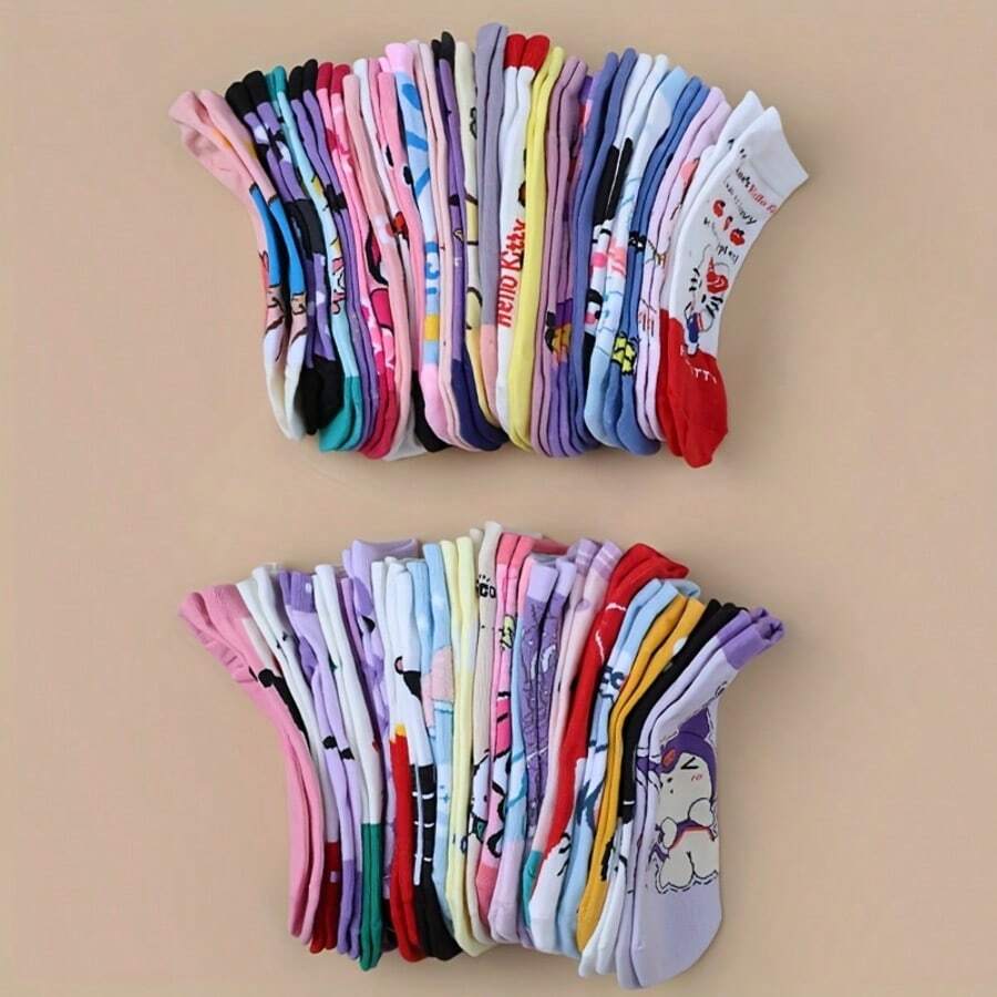 Sanrio 5 Pairs Of Random Sanrio Hello Kitty Culomi Socks Casual And Versatile For Everyday Wear Youth Socks Low Vamp Summer Short Tube Socks No Show Socks
