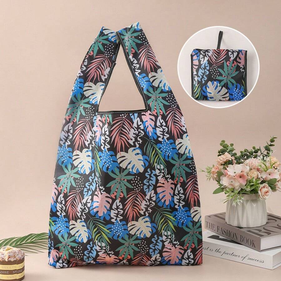 1 pièce sac fourre-tout réutilisable pour le shopping à imprimé tropical