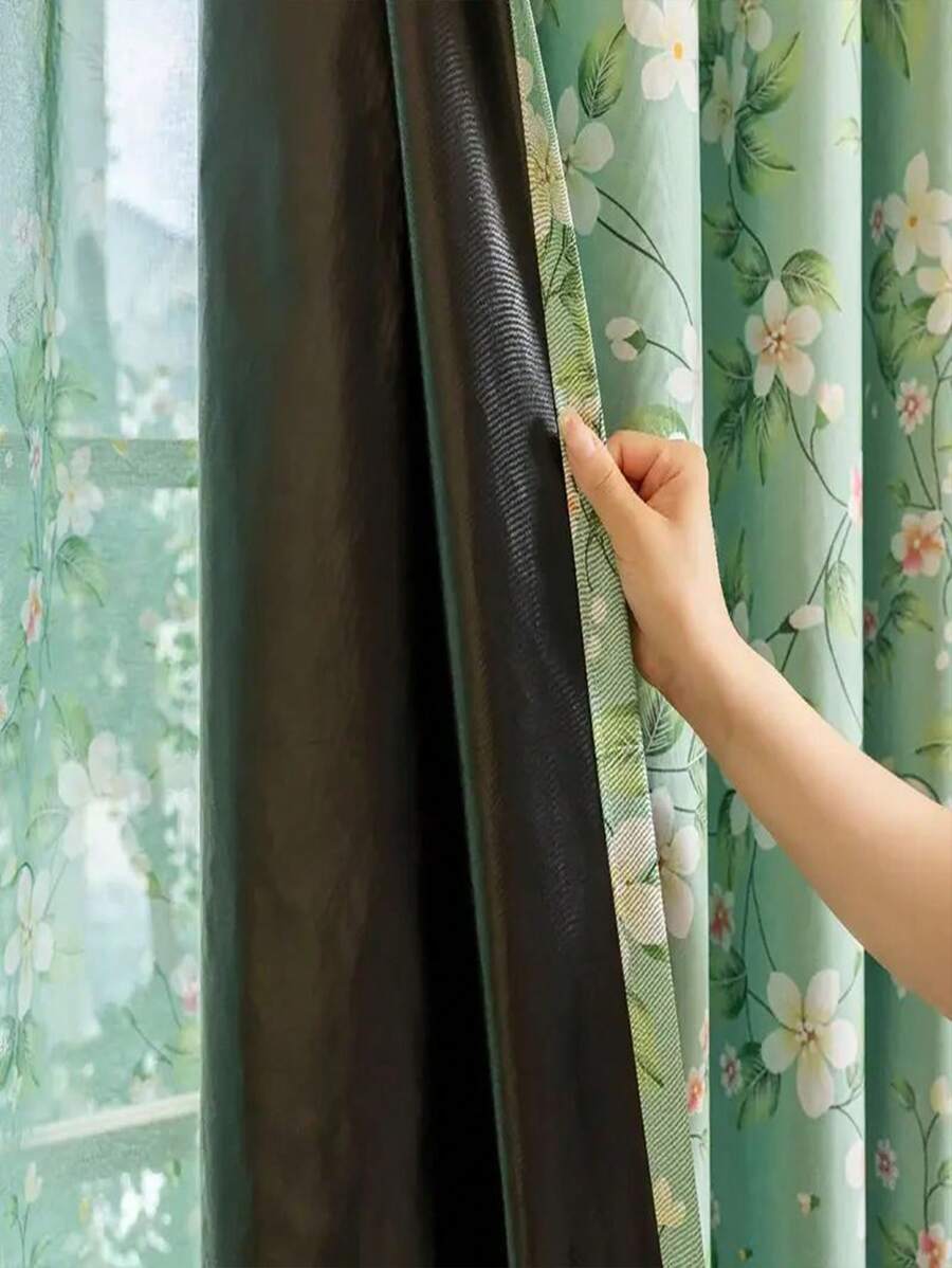 1pc 100% Blackout Curtain, Multiple Styles Available, Rod Pocket Design For Easy Installation. Floral Patterns Suitable For Various Room Windows Decoration, Living Room, Balcony, Bedroom, Hotel. Room Divider Curtain, Office Partition Curtain, Photography Studio Sun Blocking Curtain.