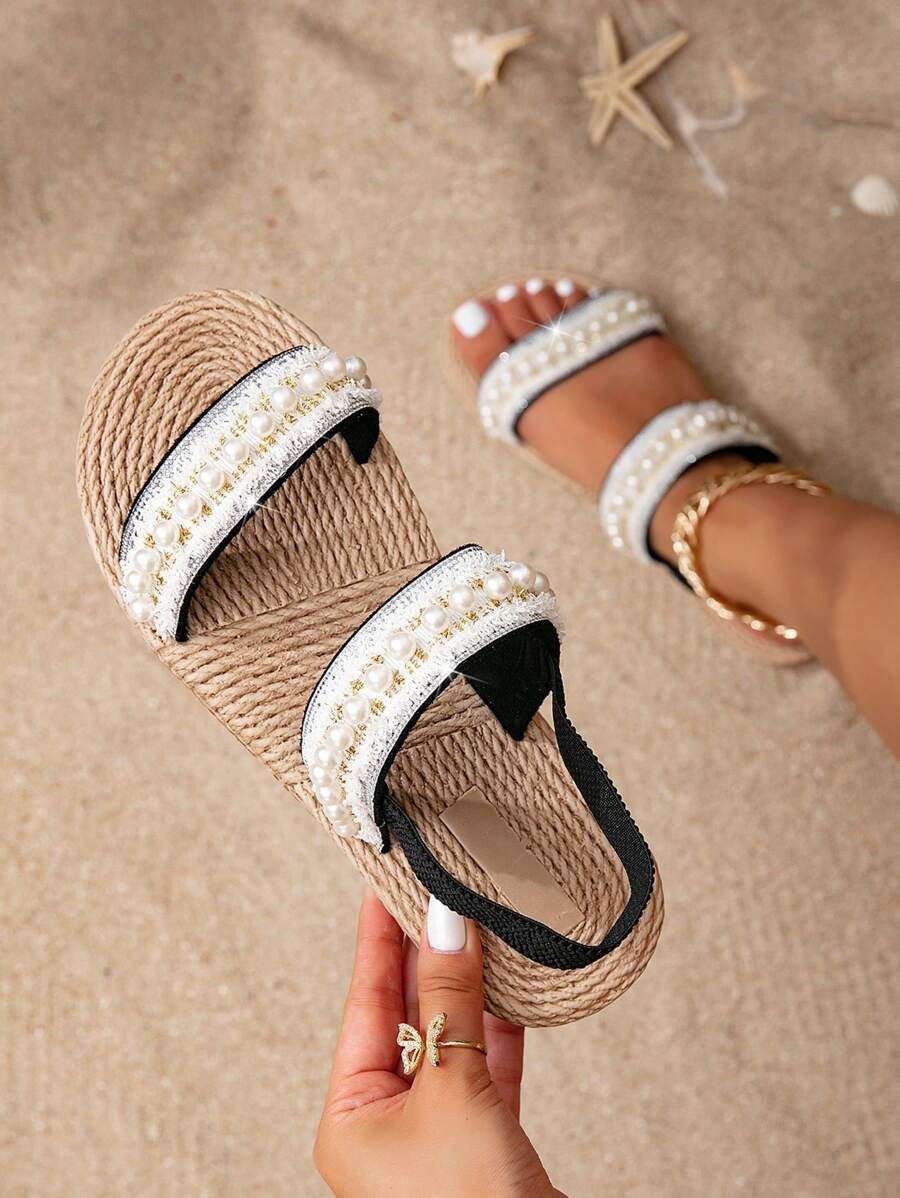 Women's Bohemian Style Woven Sole Casual Comfortable Slip-On Slippers