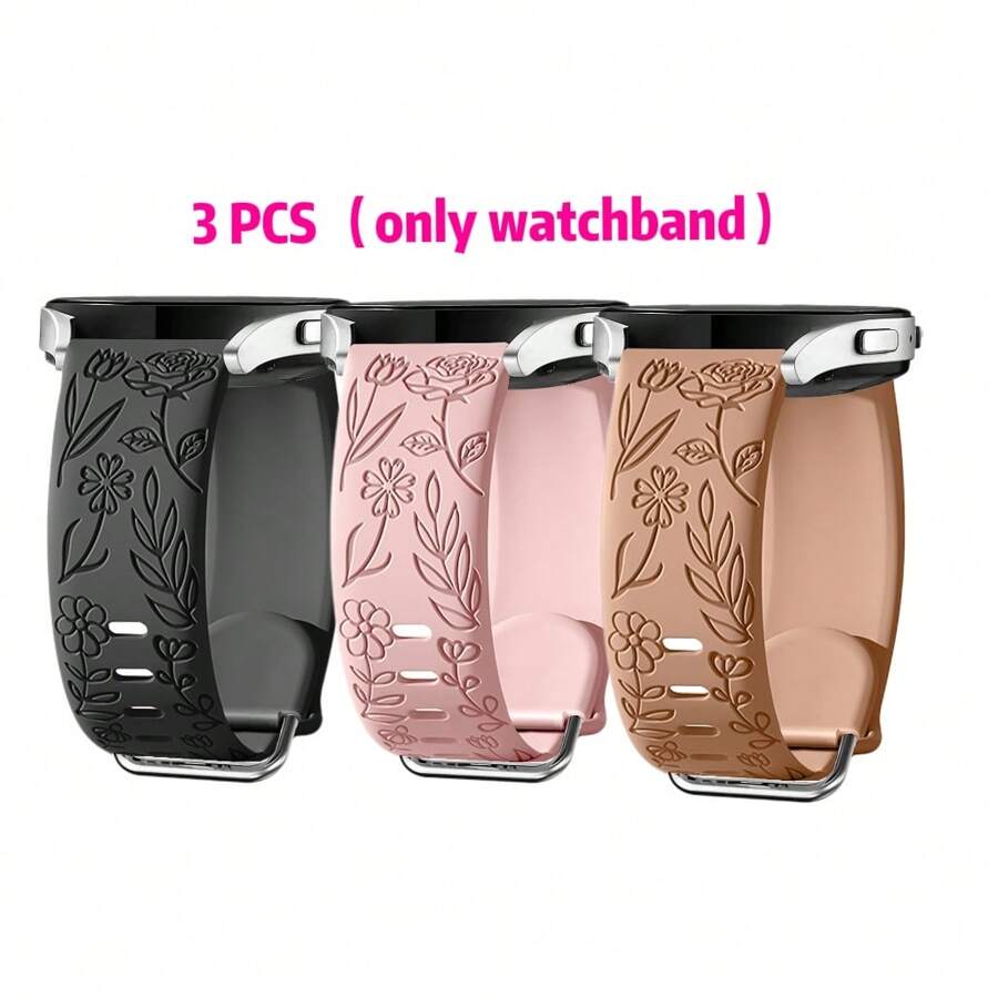 3 Pcs Compatible With Samsung Galaxy Watch 7/6/5/4 40Mm 44Mm/ Classic Strap 43Mm 47Mm Seamless Strap, 20Mm Super Soft Silicone Sports Replacement Strap Compatible With Samsung Strap, Suitable For Both Men And Women (Without Watch)
