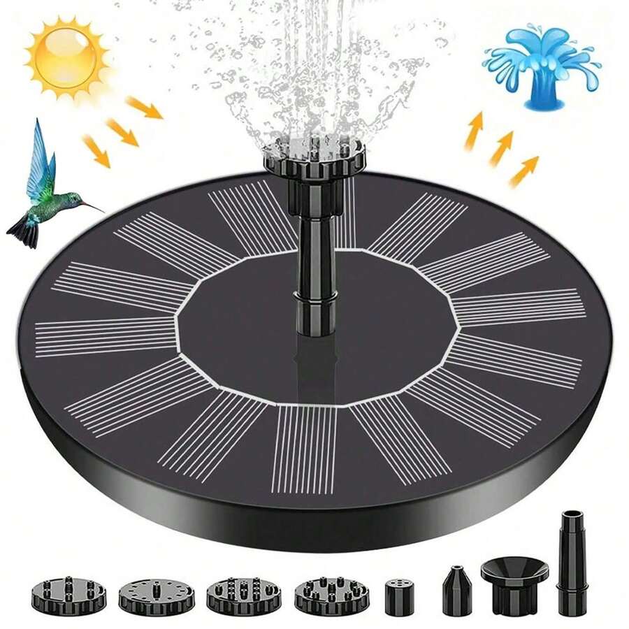Fontaine solaire de diamètre 16 cm, fontaine solaire pour bain d'oiseaux avec support, fontaine à eau alimentée par l'énergie solaire pour bain d'oiseaux, fontaine solaire flottante pour bains d'oiseaux, étangs, jardins, aquariums et extérieur
