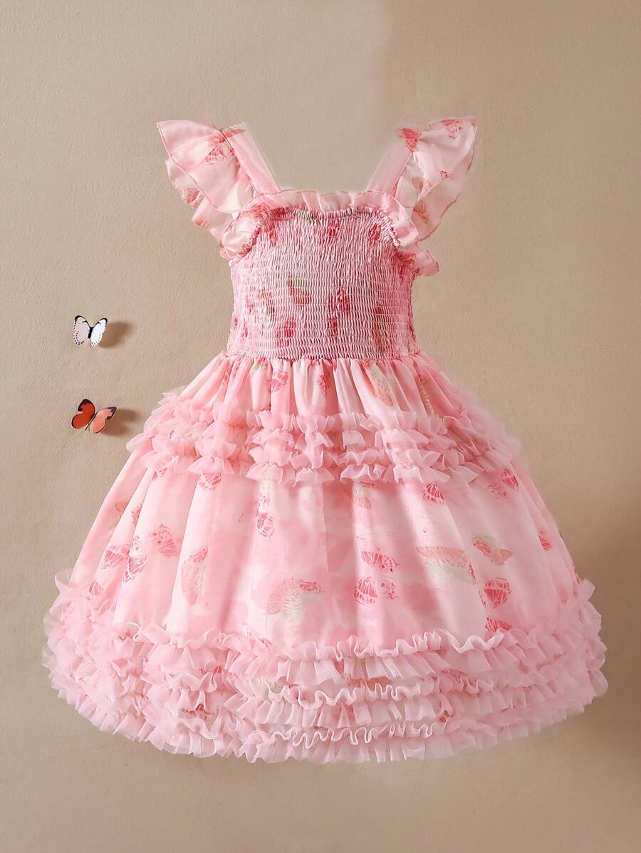 Tween Girls Elegant Cap Sleeve Mesh Chiffon Cable Knit Dress