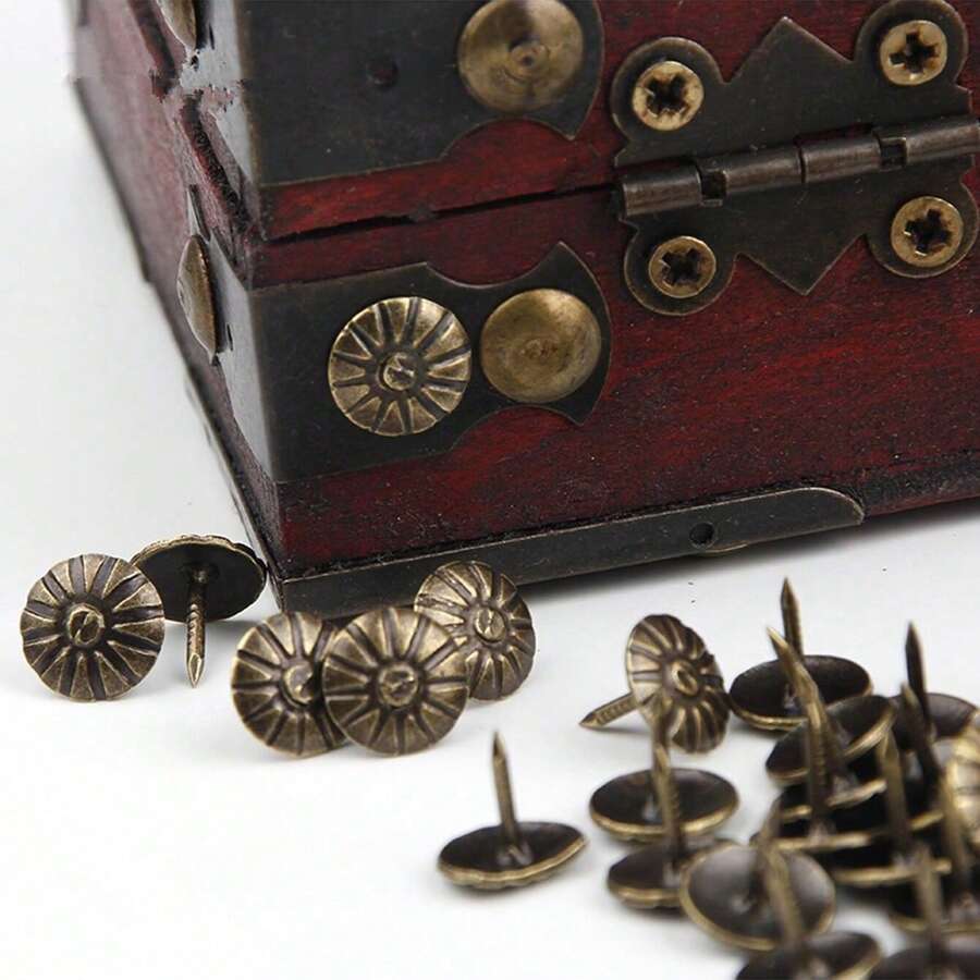 100 peças de pregos decorativos de latão dourado antigo, tachas aplicadas, joias, caixa de presente, alfinetes de mesa, móveis, ferragens, ferramenta de marcenaria 11x16 mm