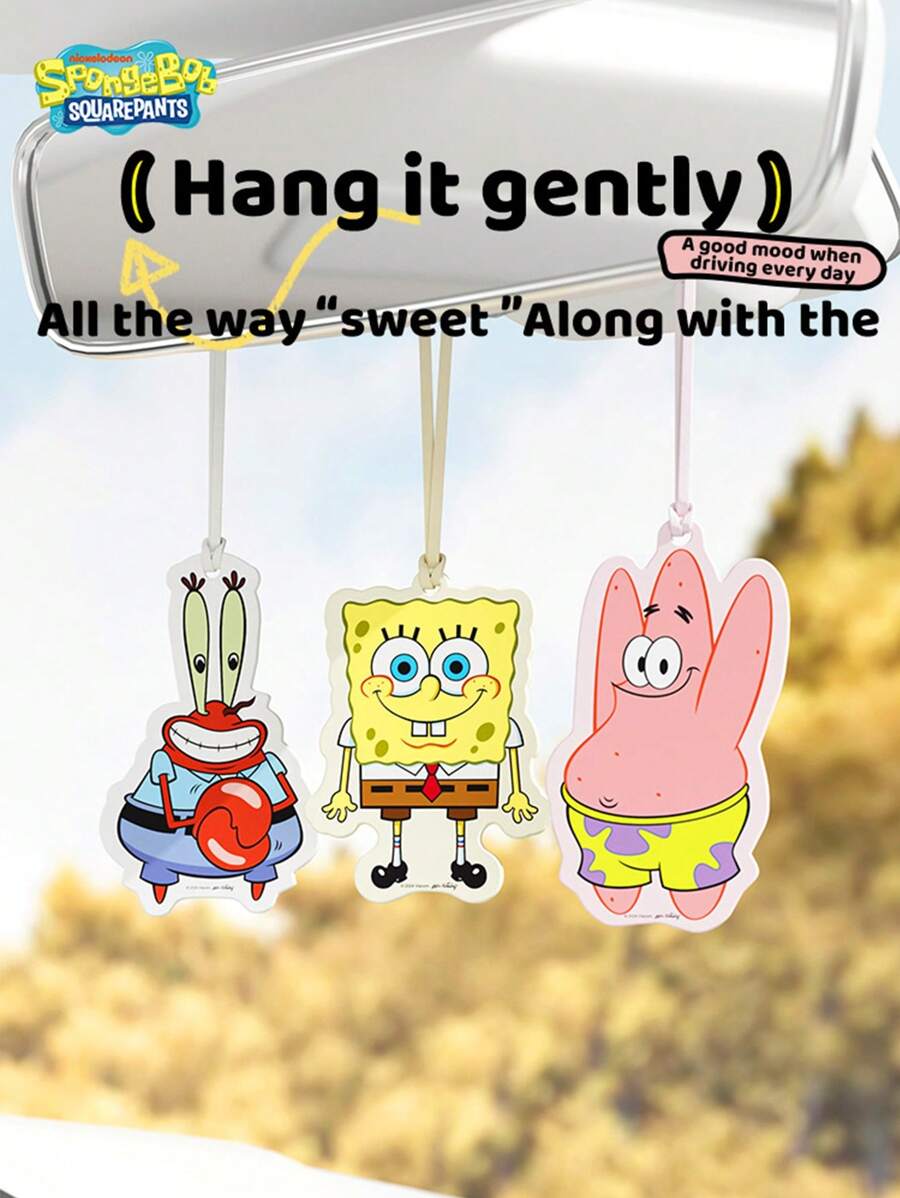 SPONGEBOB 3 Stücke Autoduft Aromatherapie Lufterfrischer - lang anhaltender Duft, Autoduftbaum für Innenraum, Autoduftbaum