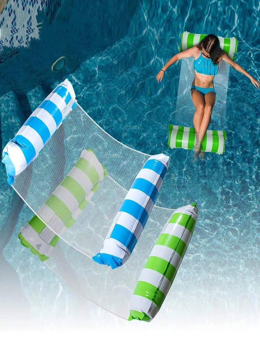 Schwimmring, aufblasbares Schwebebett, gestreifter Hängestuhl-Sonnenliege, Pool-Schwimmhilfe, Wassermatte für Schwimmbad, Sommer-Strandurlaubs-Accessoires, Strandutensilien