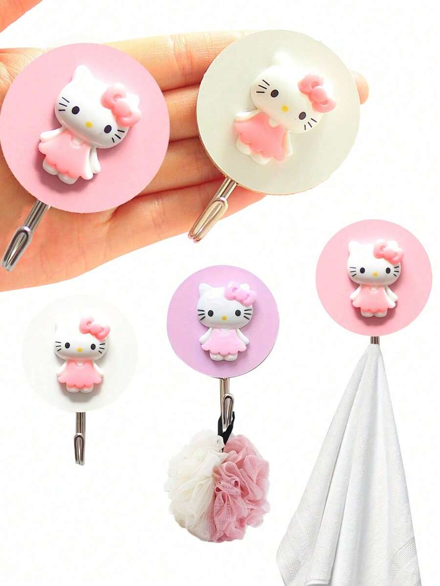 Sanrio 1Pc Hello Kittys Cartoon Hook Kawaii Dormitory Bathroom Hanger Towel Multifunctional Wall Decoration(Some Parts May Be Random)