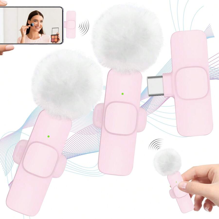Wireless Lavalier Microphone For Phone TypeC Lapel Mics Plug-Play 2.4G Ultra-Low Delay Built-In Noise Reduction Chip Working Time For Video Recording Interview Podcast Vlog