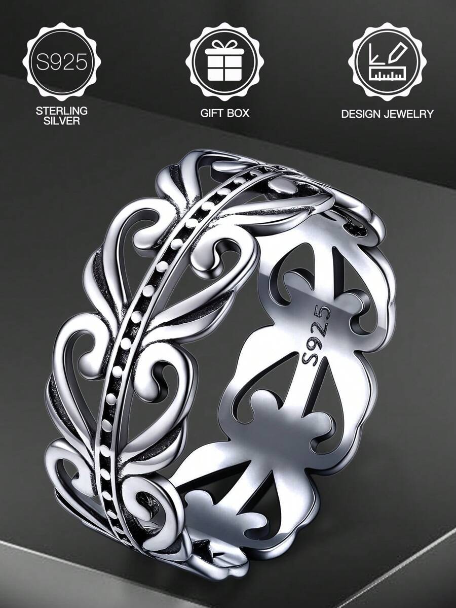 1 pieza Anillo de plata de ley S925 con diseño de nudo celta en forma de corazón, que simboliza el amor eterno, apto para uso diario, Día de San Valentín, Día de la Madre, festival de música, regalo de cumpleaños, viene con caja de regalo