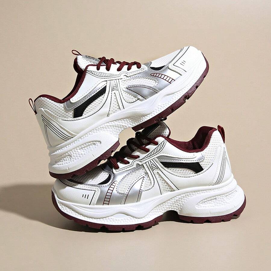 Damen dicksolige erhöhte Lässig Sneaker, Ins Stil, Frühling/Herbst, rutschfest, leicht, atmungsaktives Mesh, geeignet für Laufen & Lässig Tragen