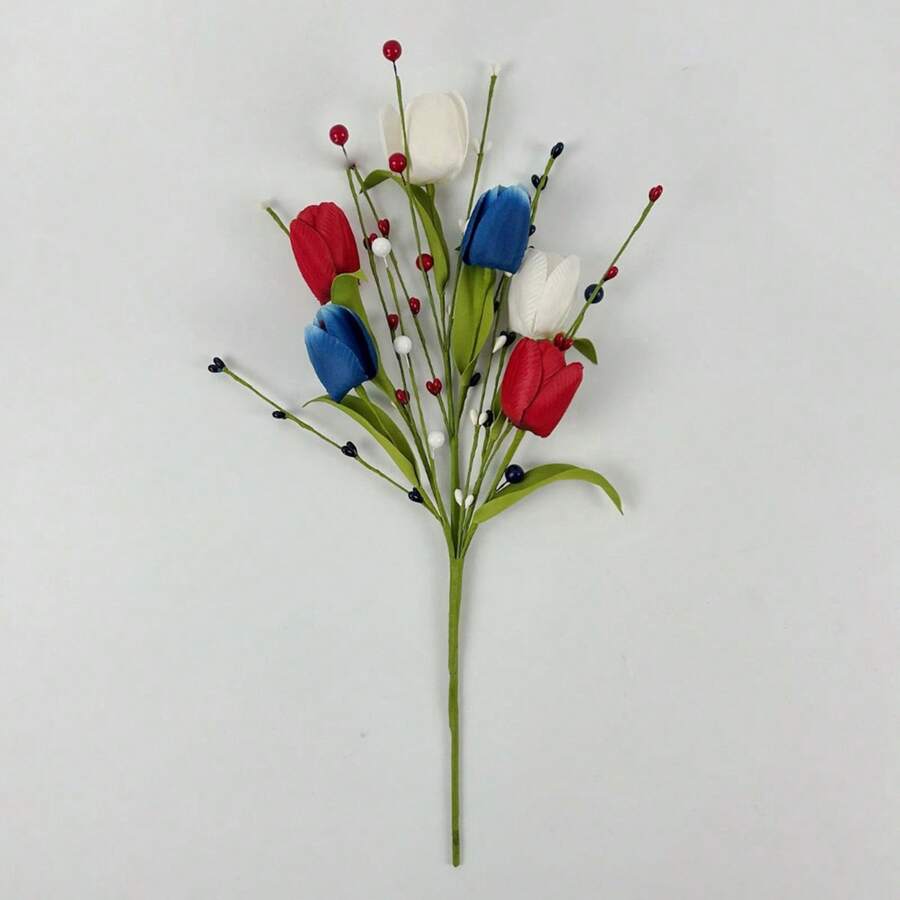 4th Of July Picks Colorful Red White Blue Star Artificial Flower Stems Patriotic Centerpieces For Tables