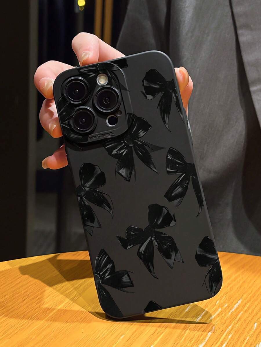 1 Stück dunkler Stil großer Schleifenmuster Stoßfeste Handyhülle, kompatibel mit Apple 16 Pro Max, 14, 13, 12, 11 Pro Max, XS Max, X, XR, 8, 7, Plus, Mini, Galaxy A13 4G, S21 FE 5G, A15, A21S, A34, A12, A50, S21, A71, S24, S25 und anderen Modellen, geeignet als Geburtstagsgeschenk für Freundin, Freund oder für den Eigengebrauch