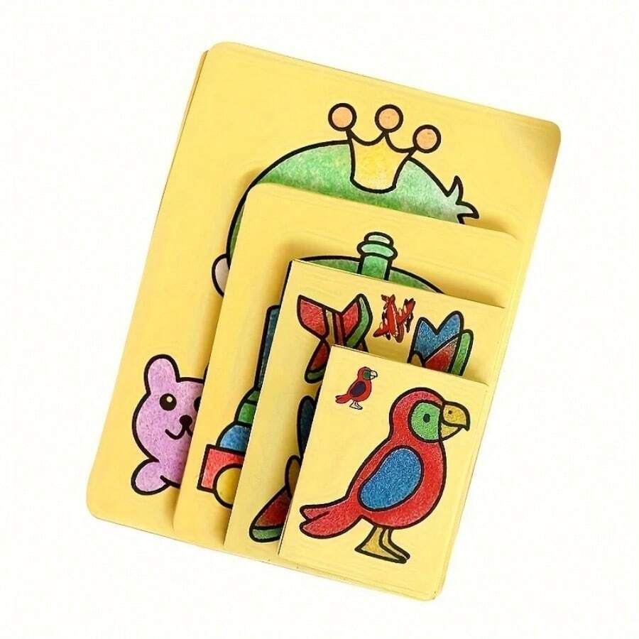 Set de 10 pinturas de arena de tamaño grande, Set de 10 pinturas de arena de tamaño pequeño, Set de arte de pintura de arena para jóvenes, Juego de rompecabezas de arena de colores DIY, Juguete de colorear de arena de escritorio, Regalo creativo para estudiantes (estilo aleatorio)