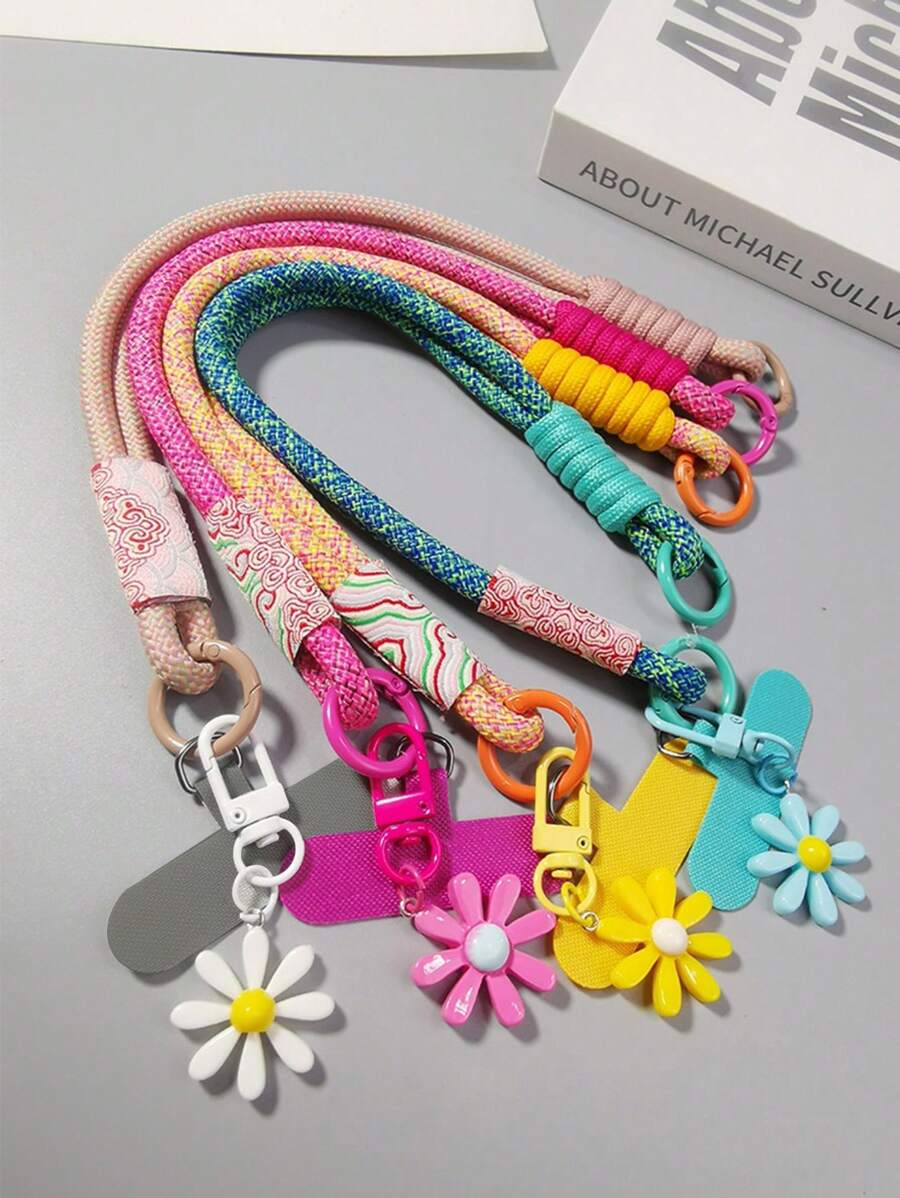 Polyamid Armband Handyband, mit gewebtem Riemen und Gänseblümchen Details - unisex Handyverlust-verhindernd, geeignet für Reisen und Outdoor-Nutzung, Geschenke für Mutter, Familie, Freunde, Geburtstag, Feiertage, Handycharm, Handykette