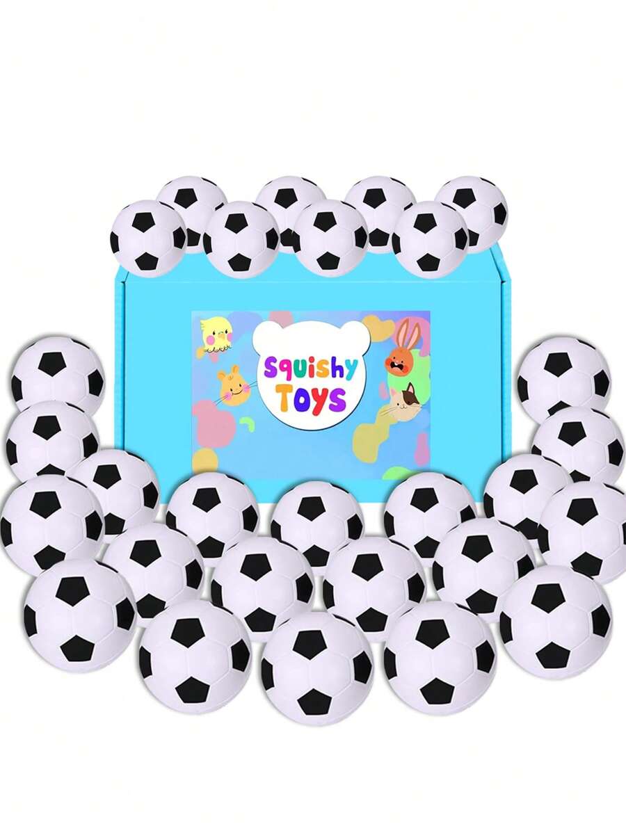 2/6/12 pièces Balles anti-stress en forme de ballon de foot, balles de foot en mousse douce, jouets à presser pour les sports, récompenses pour carnaval, thème fête des sports (aléatoire)