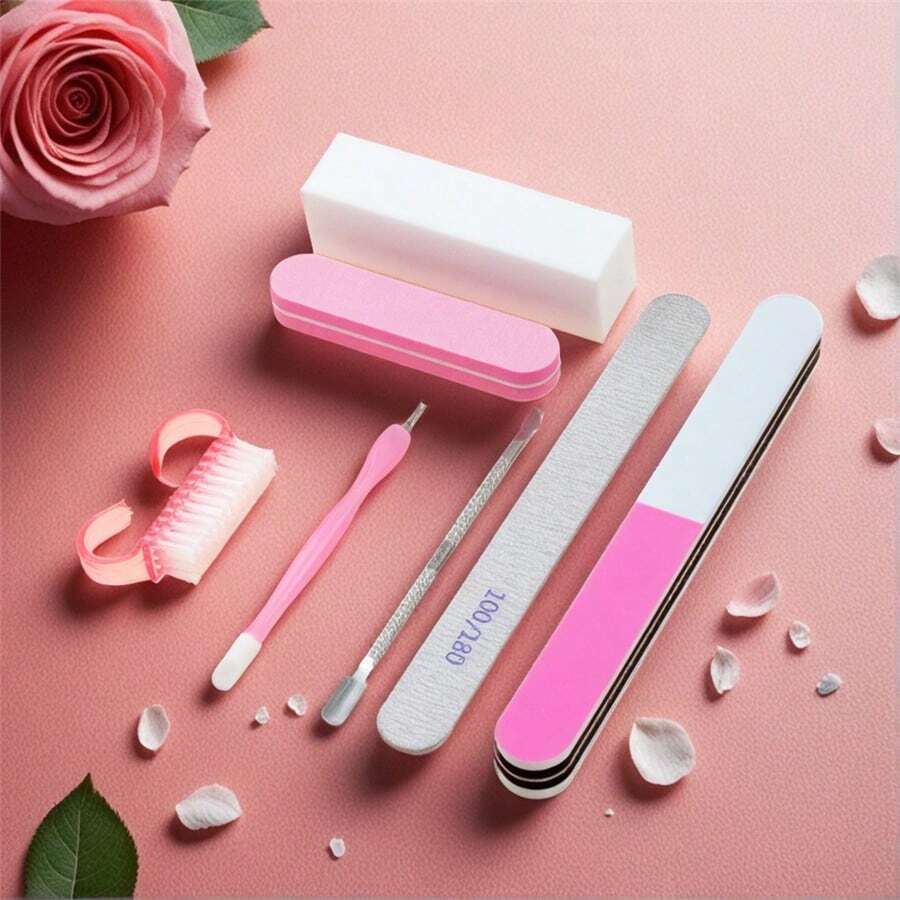 7pcs Nail Care Tool Set, Manicure & Pedicure Kit For Buffing, Polishing, Cleaning And Cuticle Removal,Nail Supplies,Nail Tools,Nail Art Tools,Back To School,Nails,Nail Tools For Press On Nails,Manicure Pedicure Tools