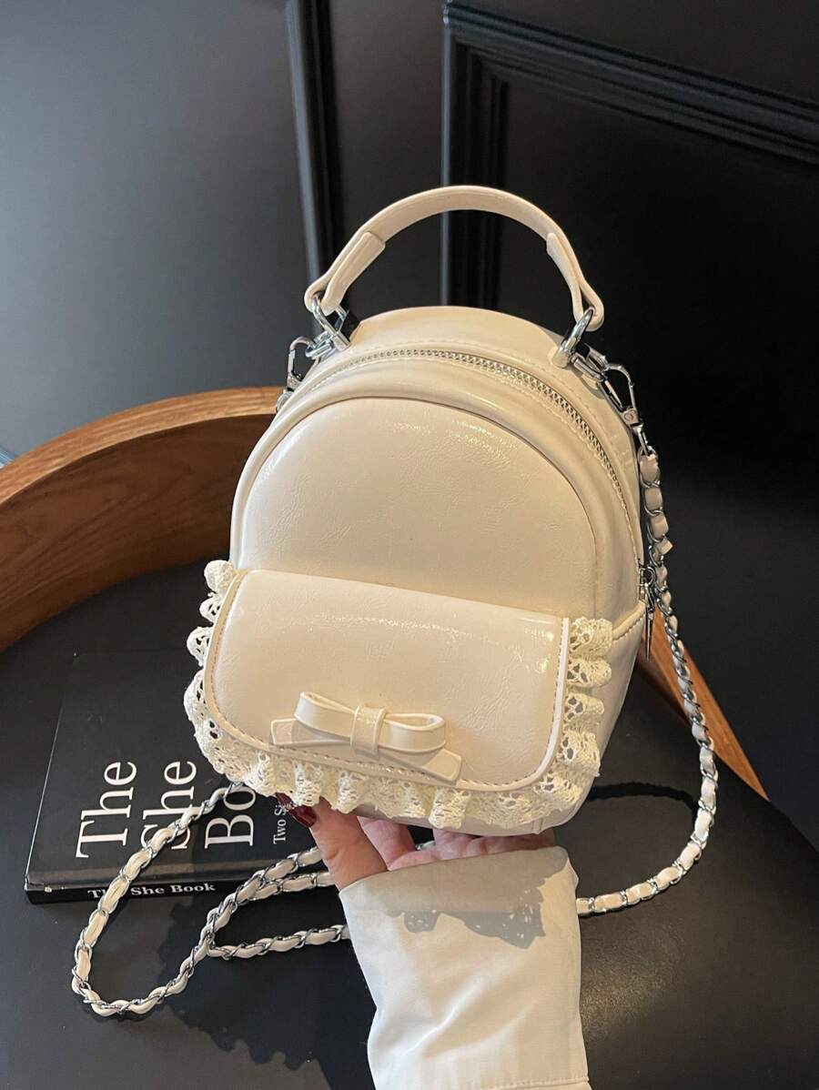 Latest Design, Fashion, Exquisite, Mini Backpack, Lace PU Leather, Suitable For Shopping, Dates, Casual Wear, College Style