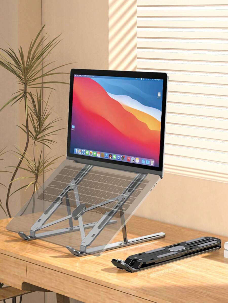 Adjustable 10-Level Aluminum Alloy Laptop/Phone/Tablet Stand, Foldable Cooling Riser Holder Portable Notebook Stand
