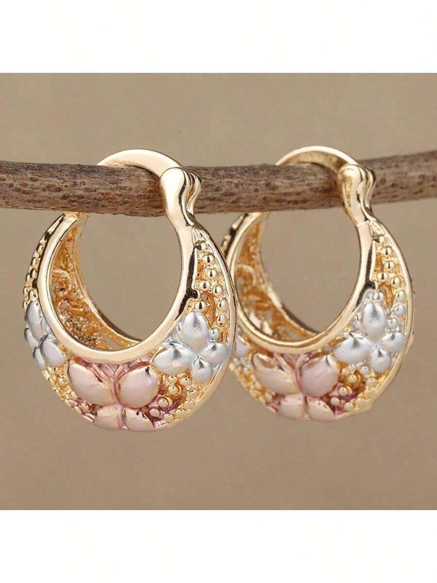 Pendientes aro con forma de cesta, delicados y gruesos, joyería bañada en cobre de 14K con un diseño de mariposa encantador, pendientes de fiesta para mujeres