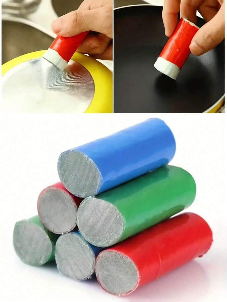 6/2pcs, Magical Plastic Pot Rust Removal And Cleaning Brush Rod With Random Colors - Easy To Clean Pots, Pans, Plates, And Kitchen Utensils - Very Suitable For Household Kitchen Supplies