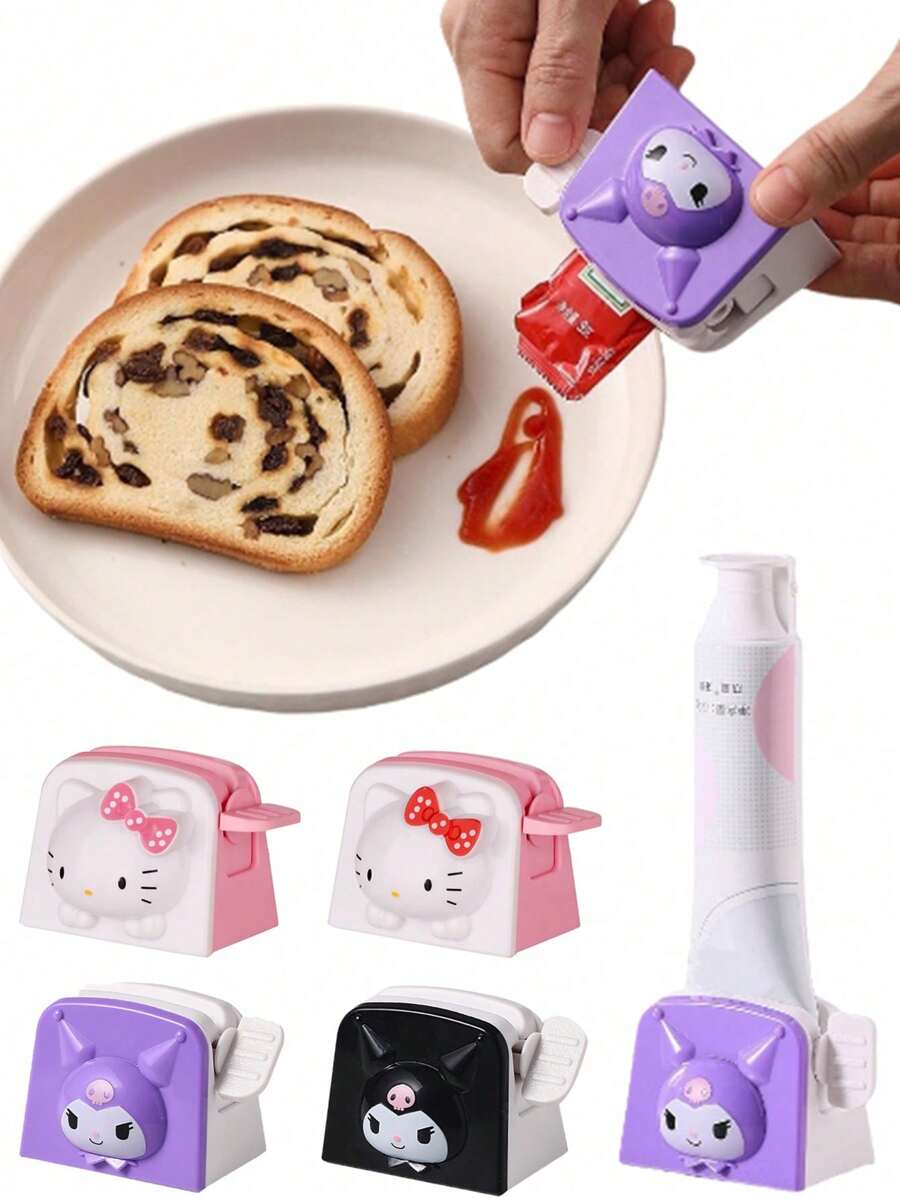 Sanrio 1 pièce Distributeur de dentifrice Hello chat, facile à presser et enrouler. Support pour dentifrice et nettoyant visage pour la maison, le dortoir et les voyages. Sans pile requise (certaines pièces peuvent être aléatoires). Rentrée scolaire