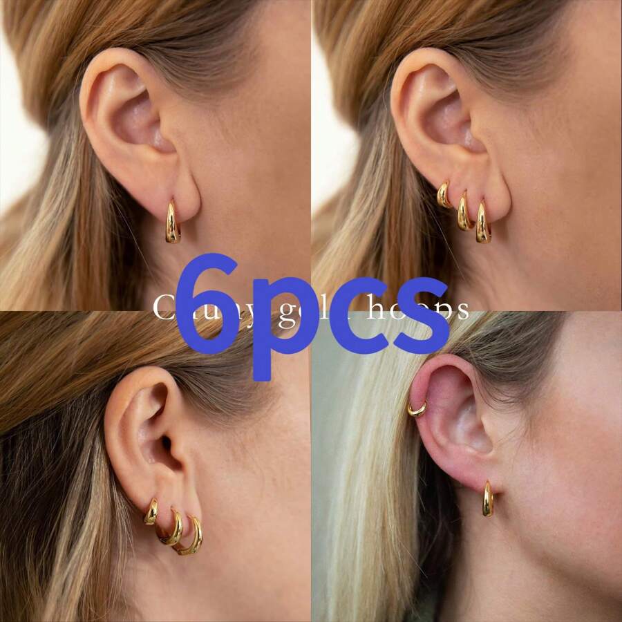 3 pares de aretes aros de cobre de aleación con diseños geométricos minimalistas de círculo y pentágono, uso diario para mujeres