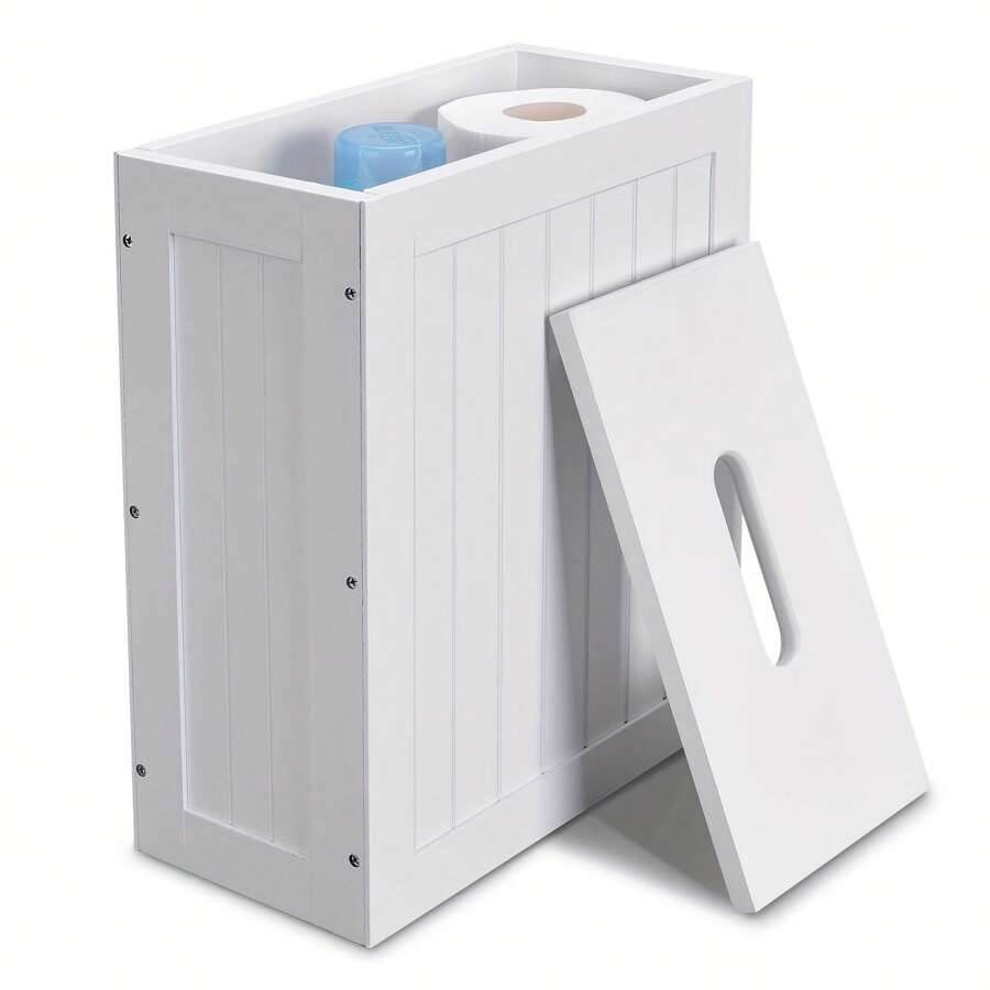 White/ Gery Bathroom Storage Cabinet, Side Cabinet With Reinforced Lid, 5.7'' X 7.1'' X 14'' Freestanding Bathroom Cabinet Entryway Cupboard Storage Organizer Unit Home Furniture Decor