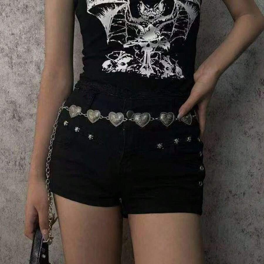 1pc Retro Engraved Heart Elegant Metal Waist Chain