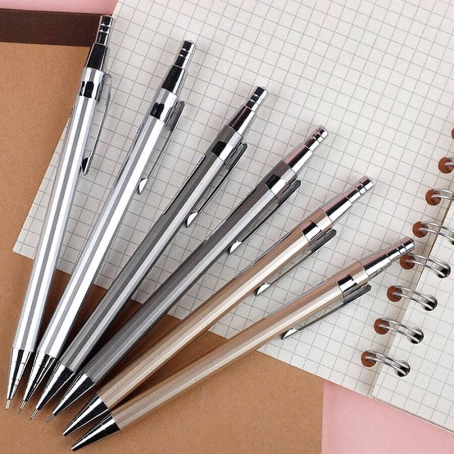 Vollmetall 0.5/0.7mm Mechanischer Druckbleistift, Sturzresistent und abriebfest für Studenten, Schulmaterial, Einschulung