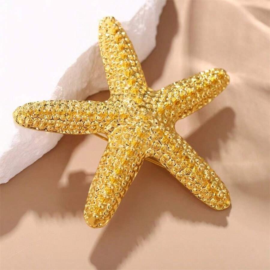 1 pieza Broche de estrella de mar de aleación minimalista de moda, accesorio de vestir para uso diario